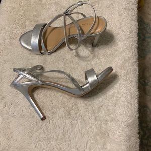 Silver Ankle Strap high heel sandal.